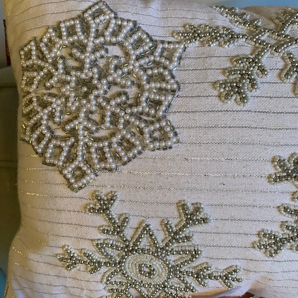 David Tutera Elegant Beaded Embellished Pillow